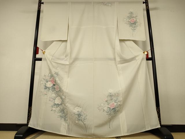 平和屋着物＊夏物　訪問着　絽　手描き　草花文　正絹　逸品　AABL5138jd