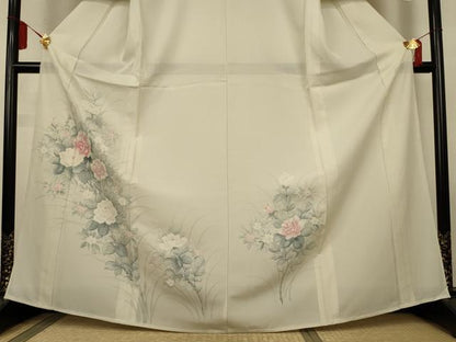 平和屋着物＊夏物　訪問着　絽　手描き　草花文　正絹　逸品　AABL5138jd