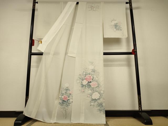 平和屋着物＊夏物　訪問着　絽　手描き　草花文　正絹　逸品　AABL5138jd