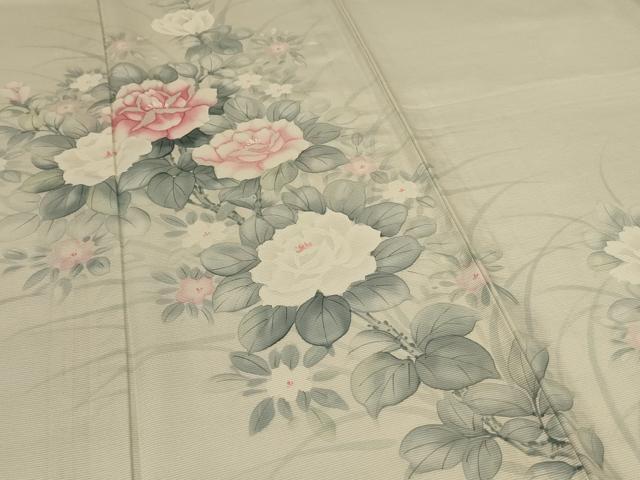 平和屋着物＊夏物　訪問着　絽　手描き　草花文　正絹　逸品　AABL5138jd