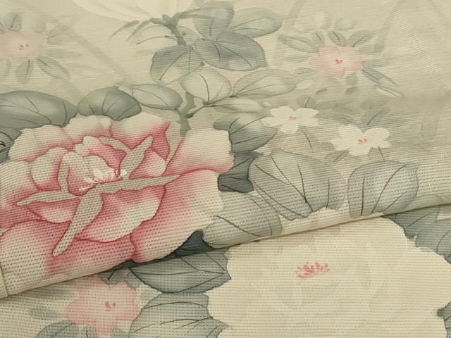 平和屋着物＊夏物　訪問着　絽　手描き　草花文　正絹　逸品　AABL5138jd