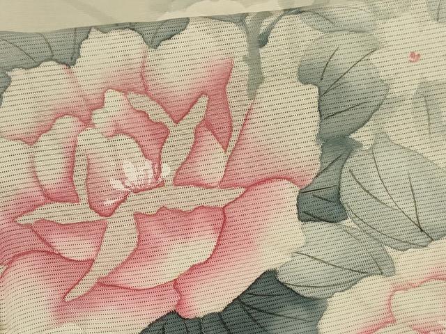 平和屋着物＊夏物　訪問着　絽　手描き　草花文　正絹　逸品　AABL5138jd