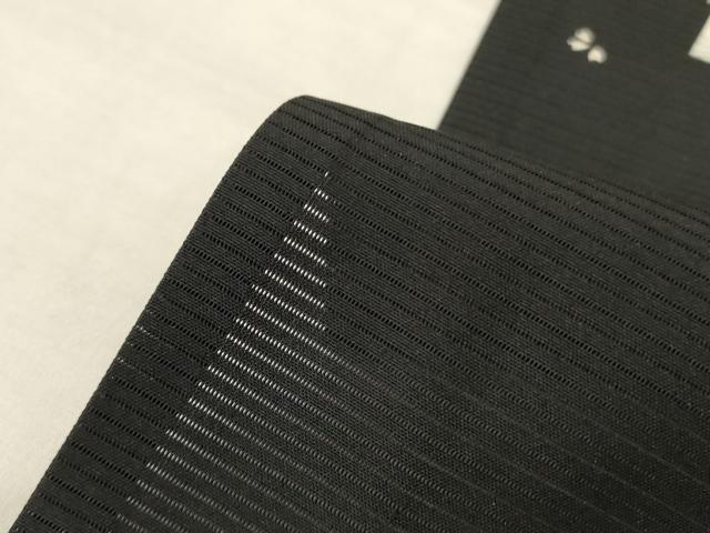 平和屋着物＊夏物　小紋　絽　短冊桜文　黒地　正絹　逸品　AABL5139jd