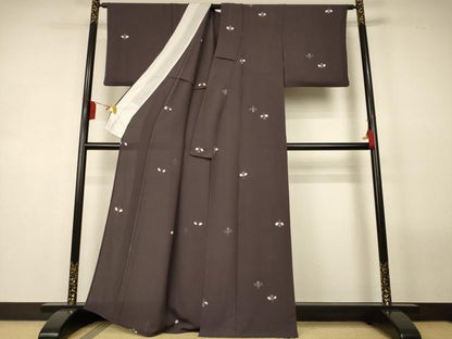 平和屋着物＊夏物　小紋　縦絽　絞り　草花文　正絹　逸品　AABL5142jd