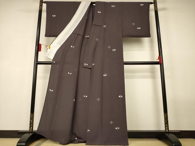 平和屋着物＊夏物　小紋　縦絽　絞り　草花文　正絹　逸品　AABL5142jd