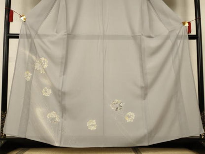 平和屋着物＊夏物　訪問着　絽　花丸文　暈し染め　銀彩　正絹　逸品　AABL5146jd