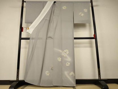 平和屋着物＊夏物　訪問着　絽　花丸文　暈し染め　銀彩　正絹　逸品　AABL5146jd