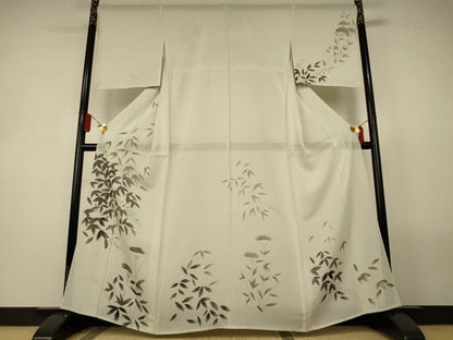 平和屋着物＊夏物　訪問着　絽　手描き　笹文　正絹　逸品　AABL5147jd