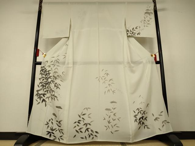 平和屋着物＊夏物　訪問着　絽　手描き　笹文　正絹　逸品　AABL5147jd