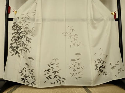 平和屋着物＊夏物　訪問着　絽　手描き　笹文　正絹　逸品　AABL5147jd