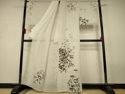 平和屋着物＊夏物　訪問着　絽　手描き　笹文　正絹　逸品　AABL5147jd