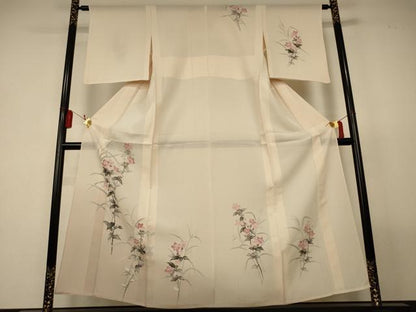 平和屋着物＊夏物　訪問着　絽　手描き　草花文　暈し染め　正絹　逸品　AABL5148jd