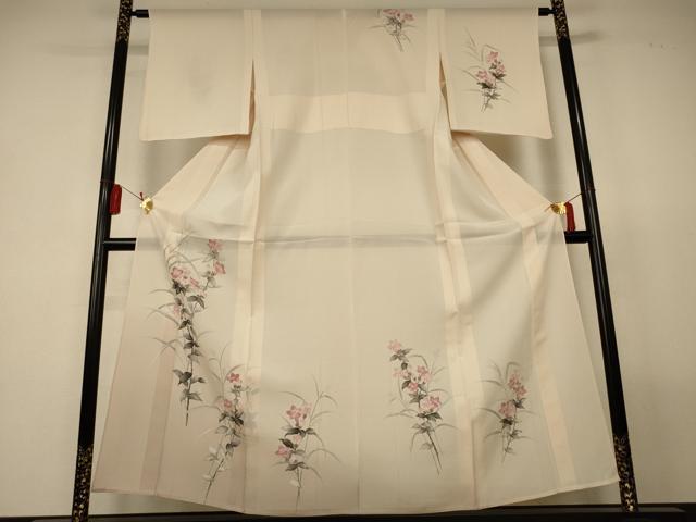平和屋着物＊夏物　訪問着　絽　手描き　草花文　暈し染め　正絹　逸品　AABL5148jd