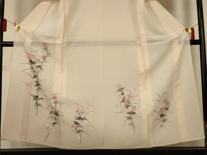 平和屋着物＊夏物　訪問着　絽　手描き　草花文　暈し染め　正絹　逸品　AABL5148jd