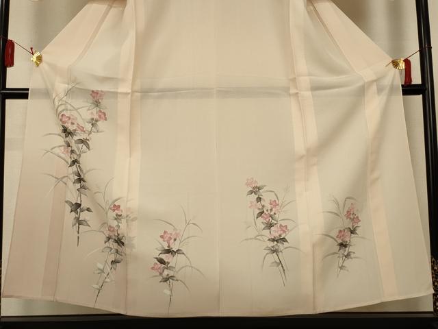平和屋着物＊夏物　訪問着　絽　手描き　草花文　暈し染め　正絹　逸品　AABL5148jd