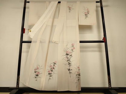平和屋着物＊夏物　訪問着　絽　手描き　草花文　暈し染め　正絹　逸品　AABL5148jd