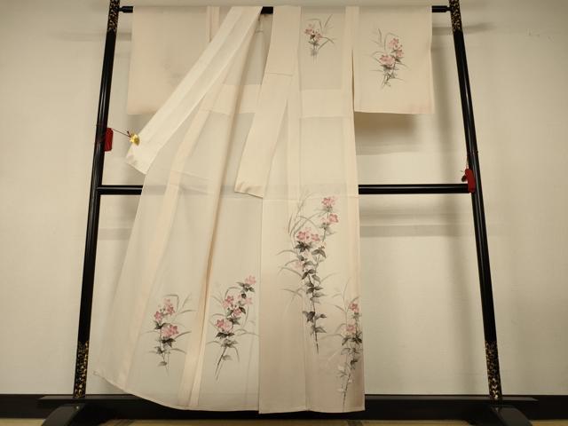 平和屋着物＊夏物　訪問着　絽　手描き　草花文　暈し染め　正絹　逸品　AABL5148jd