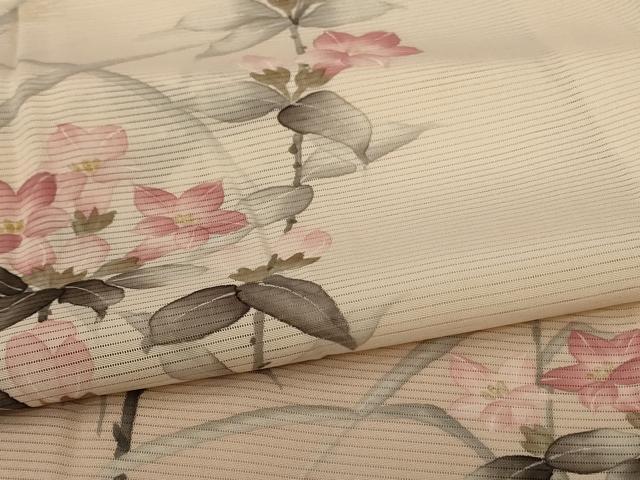 平和屋着物＊夏物　訪問着　絽　手描き　草花文　暈し染め　正絹　逸品　AABL5148jd