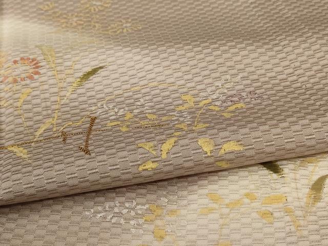平和屋着物＊夏物　訪問着　紋絽　遠山草花文　暈し染め　金彩　正絹　逸品　AABL5151jd