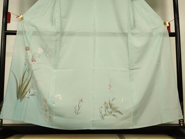 平和屋着物＊夏物　訪問着　絽　友禅　草花文　暈し染め　正絹　逸品　AABL5158jd