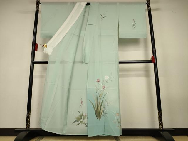 平和屋着物＊夏物　訪問着　絽　友禅　草花文　暈し染め　正絹　逸品　AABL5158jd