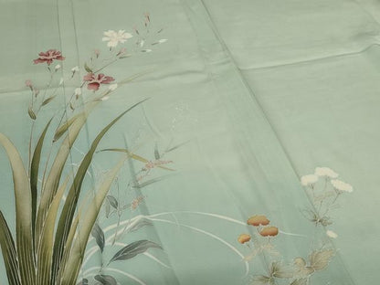 平和屋着物＊夏物　訪問着　絽　友禅　草花文　暈し染め　正絹　逸品　AABL5158jd