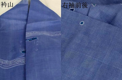 平和屋着物＊夏物　上布　魚　麻　逸品　AABL5160jd