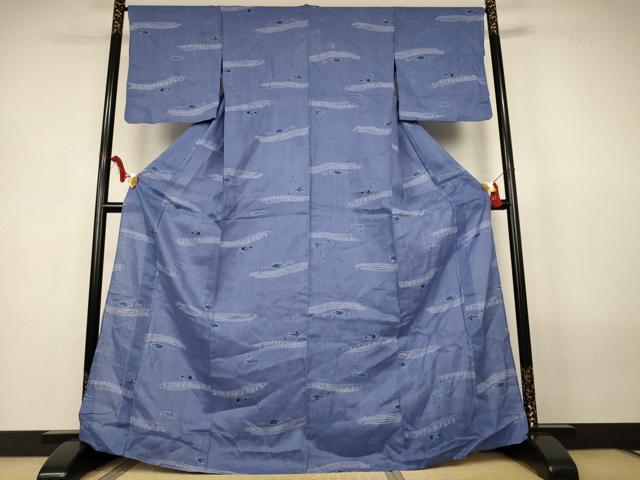 平和屋着物＊夏物　上布　魚　麻　逸品　AABL5160jd