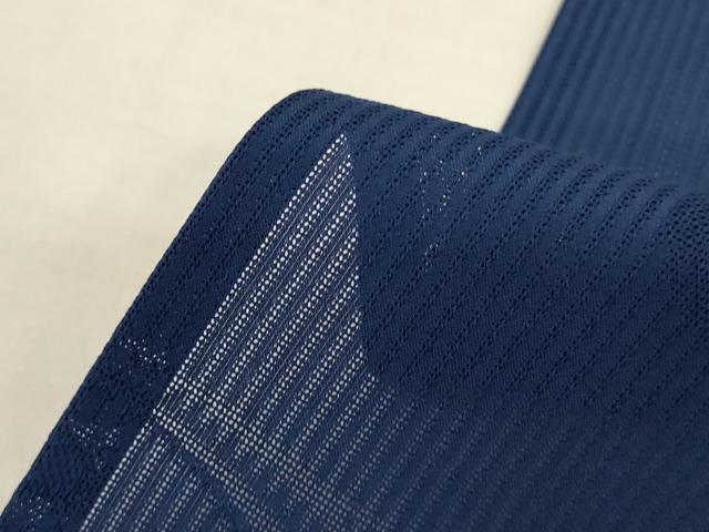 平和屋着物＊夏物　色無地　縦絽　流水紋紗　紺色　正絹　逸品　AABL5162jd