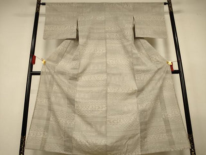 平和屋着物＊夏物　結城紬　夏結城　100亀甲　横段吉祥文　三越扱い　正絹　逸品　AABL5163jd