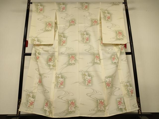 平和屋着物＊夏物　小紋　絽　流水色紙花文　正絹　逸品　AABL5164jd