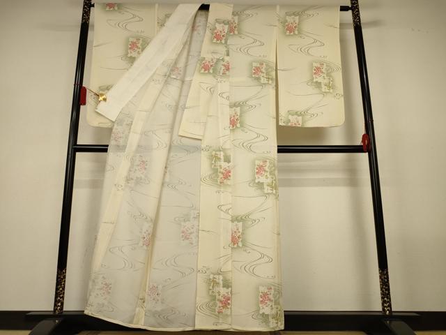 平和屋着物＊夏物　小紋　絽　流水色紙花文　正絹　逸品　AABL5164jd