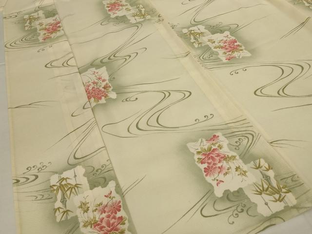 平和屋着物＊夏物　小紋　絽　流水色紙花文　正絹　逸品　AABL5164jd