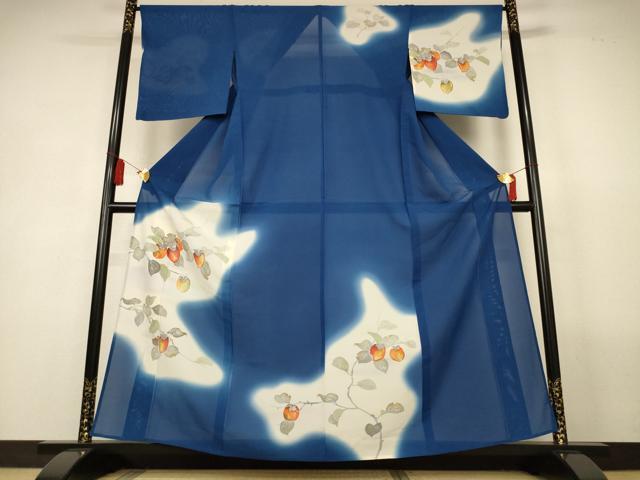 平和屋着物＊夏物　訪問着　絽　手描き　柿　暈し染め　正絹　逸品　AABL5167jd