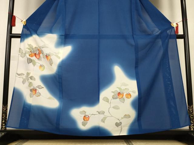平和屋着物＊夏物　訪問着　絽　手描き　柿　暈し染め　正絹　逸品　AABL5167jd