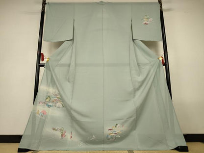 平和屋着物＊夏物　訪問着　絽　友禅　風景文　ロング丈　正絹　逸品　AABL5168jd