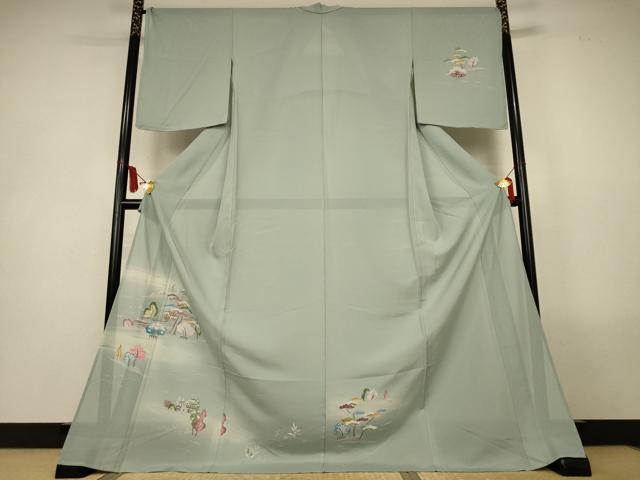 平和屋着物＊夏物　訪問着　絽　友禅　風景文　ロング丈　正絹　逸品　AABL5168jd