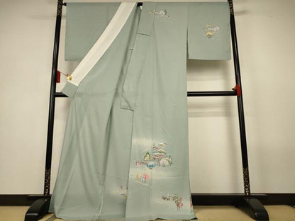 平和屋着物＊夏物　訪問着　絽　友禅　風景文　ロング丈　正絹　逸品　AABL5168jd