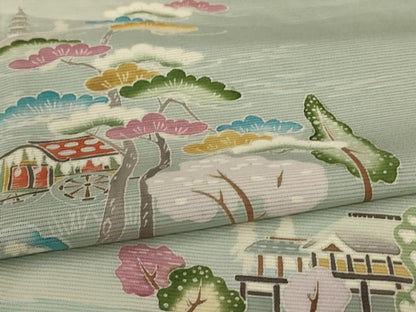 平和屋着物＊夏物　訪問着　絽　友禅　風景文　ロング丈　正絹　逸品　AABL5168jd