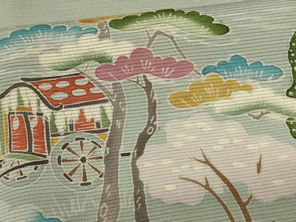 平和屋着物＊夏物　訪問着　絽　友禅　風景文　ロング丈　正絹　逸品　AABL5168jd