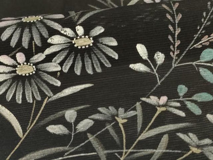 平和屋着物＊夏物　訪問着　絽　手描き　草花文　暈し染め　黒地　正絹　逸品　AABL5169jd