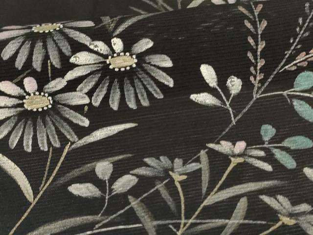平和屋着物＊夏物　訪問着　絽　手描き　草花文　暈し染め　黒地　正絹　逸品　AABL5169jd