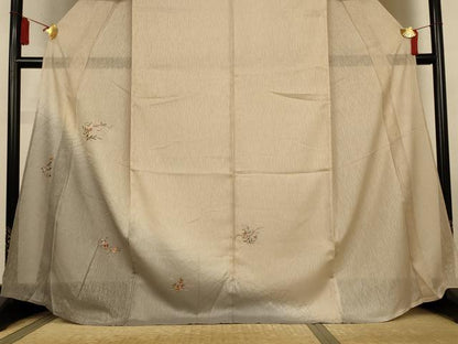 平和屋着物＊夏物　訪問着　紋紗　総刺繍　草花文　暈し染め　正絹　逸品　AABL5173jd