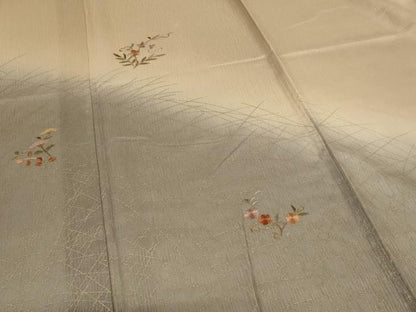 平和屋着物＊夏物　訪問着　紋紗　総刺繍　草花文　暈し染め　正絹　逸品　AABL5173jd