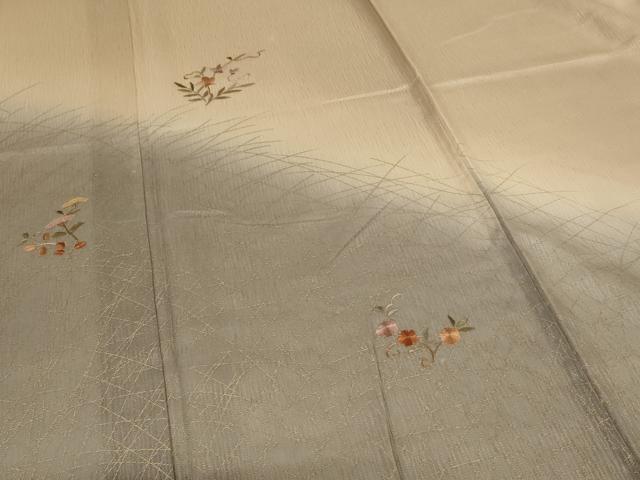 平和屋着物＊夏物　訪問着　紋紗　総刺繍　草花文　暈し染め　正絹　逸品　AABL5173jd