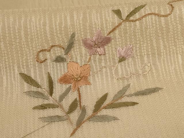 平和屋着物＊夏物　訪問着　紋紗　総刺繍　草花文　暈し染め　正絹　逸品　AABL5173jd