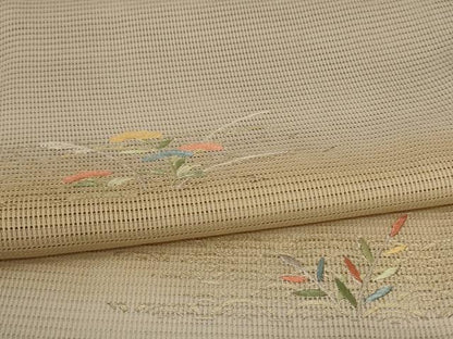 平和屋着物＊夏物　訪問着　絽　刺繍　横段花文　暈し染め　金彩　正絹　逸品　AABL5174jd