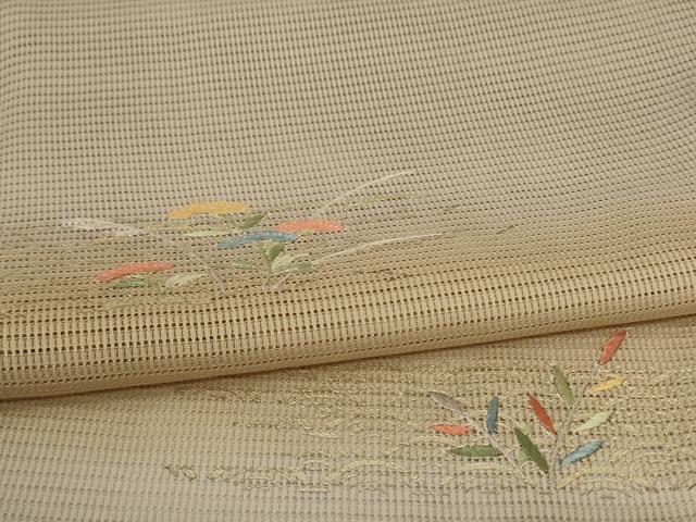 平和屋着物＊夏物　訪問着　絽　刺繍　横段花文　暈し染め　金彩　正絹　逸品　AABL5174jd