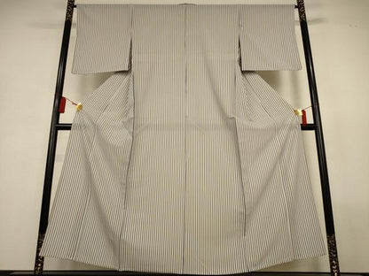 平和屋着物＊夏物　小紋　絽　縞　正絹　逸品　AABL5175jd