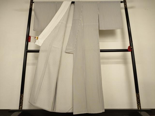 平和屋着物＊夏物　小紋　絽　縞　正絹　逸品　AABL5175jd